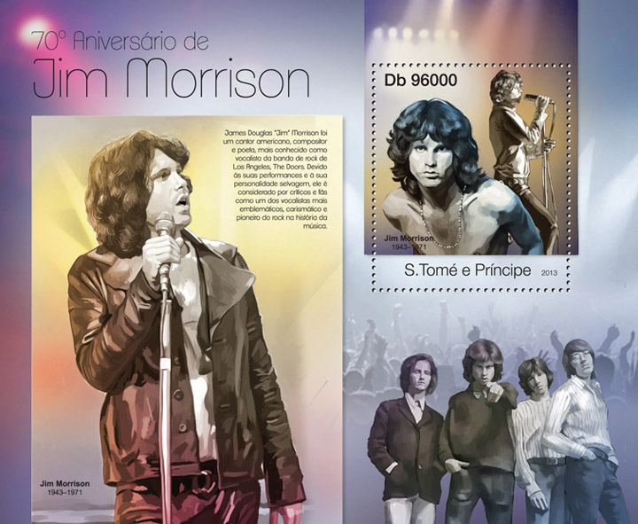 Jim Morrison - Issue of Sao Tome and Principe postage stamps