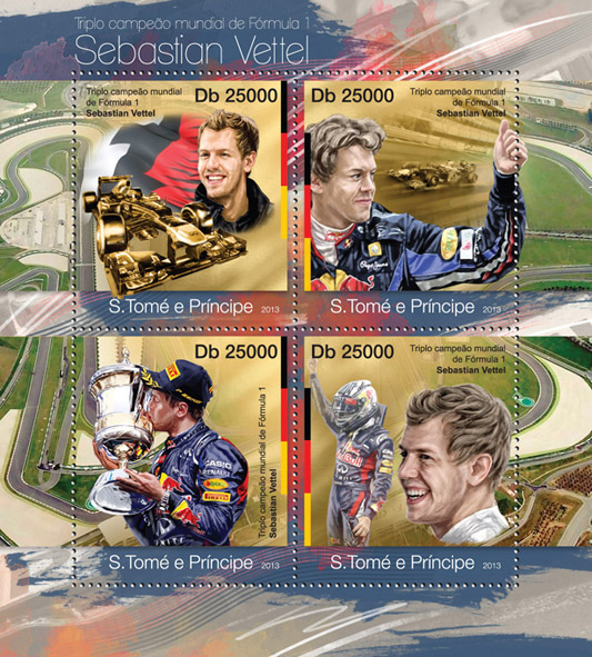 Sebastian Vettel - Issue of Sao Tome and Principe postage stamps