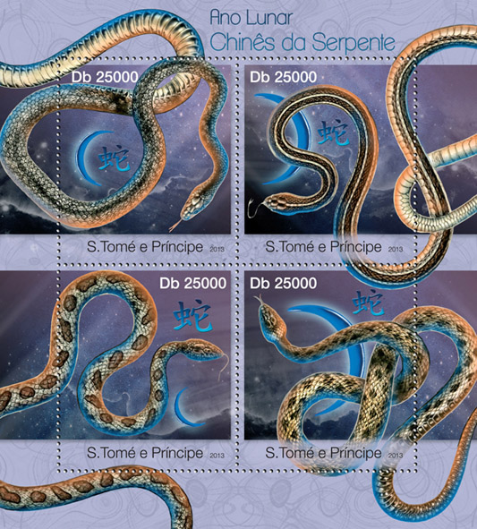China Year of Snake 2013 - Issue of Sao Tome and Principe postage stamps