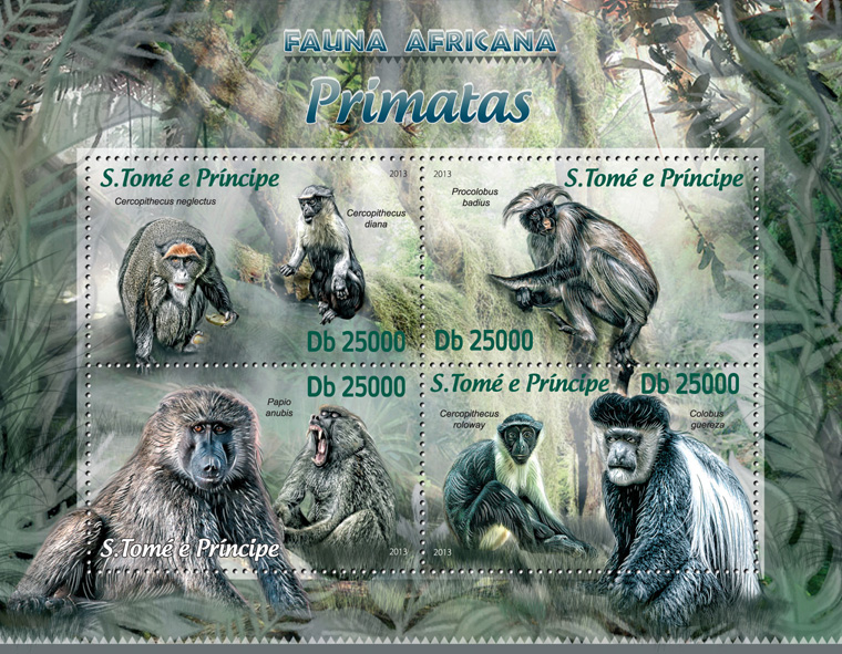 Primates - Issue of Sao Tome and Principe postage stamps