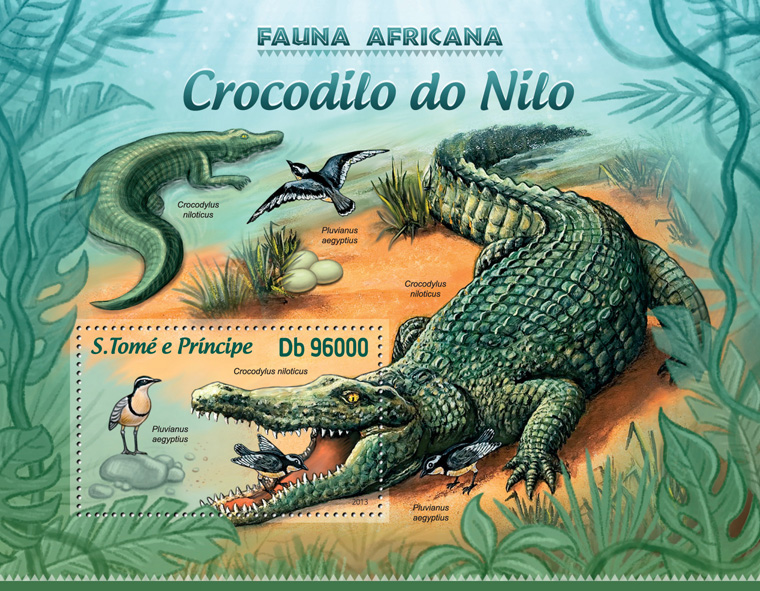Crocodiles - Issue of Sao Tome and Principe postage stamps
