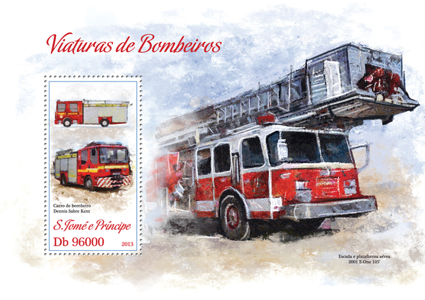 Fire Engines - Issue of Sao Tome and Principe postage stamps
