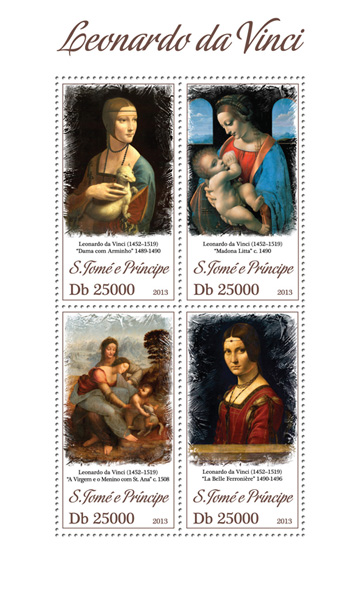 Leonardo da Vinci - Issue of Sao Tome and Principe postage stamps