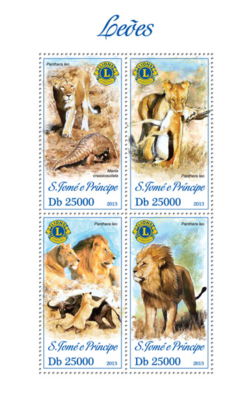 Lions - Issue of Sao Tome and Principe postage stamps