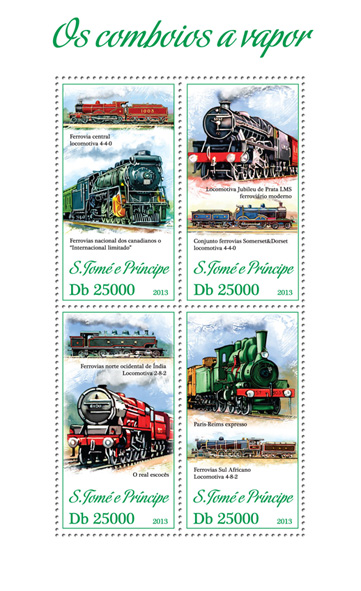 Trains - Issue of Sao Tome and Principe postage stamps