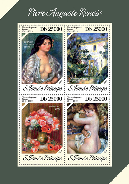Pierre Auguste Renoir - Issue of Sao Tome and Principe postage stamps