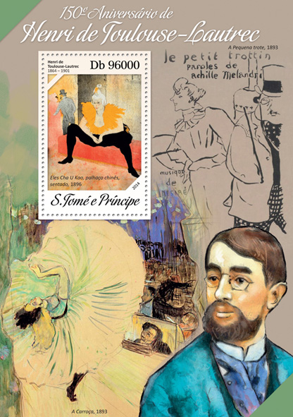 Henri de Toulouse-Lautrec - Issue of Sao Tome and Principe postage stamps