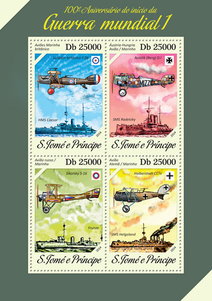 World War I  - Issue of Sao Tome and Principe postage stamps