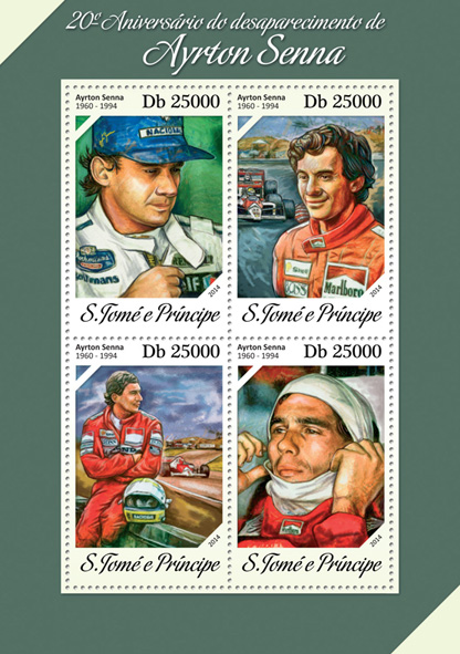 Ayrton Senna - Issue of Sao Tome and Principe postage stamps