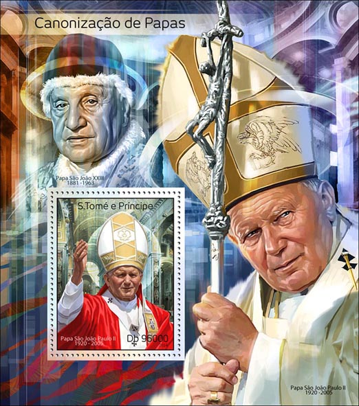 Popes - Issue of Sao Tome and Principe postage stamps