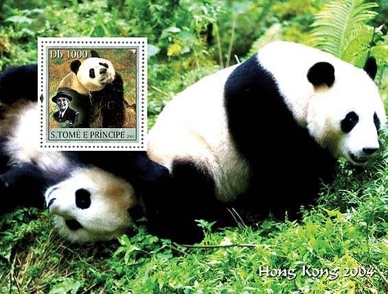 Panda & scouts s/s - Issue of Sao Tome and Principe postage stamps