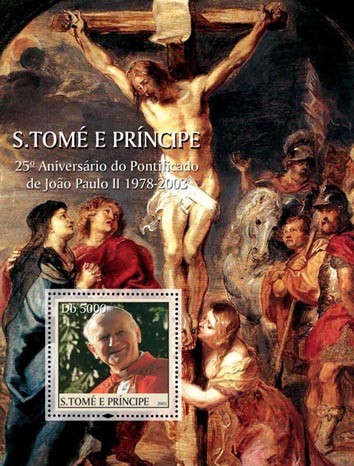 John Paul II s/s - 5000 Db - Issue of Sao Tome and Principe postage stamps