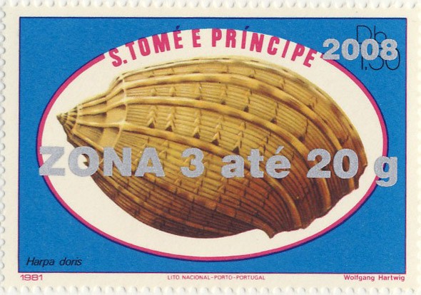 Harpa doris - Issue of Sao Tome and Principe postage stamps