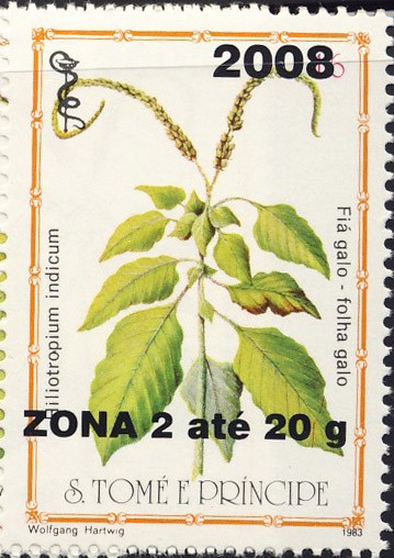Heliotrpium indicum - Issue of Sao Tome and Principe postage stamps
