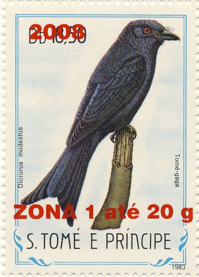 Dircurus modestus - Issue of Sao Tome and Principe postage stamps