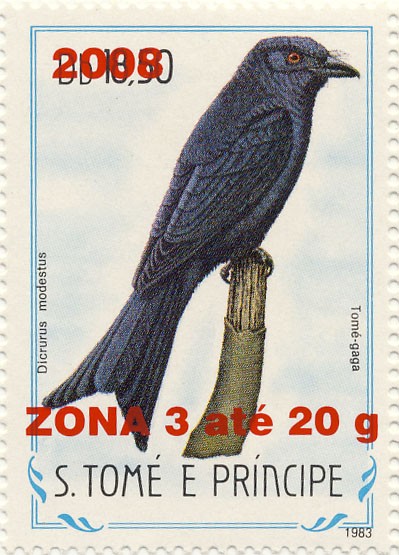 Dircurus modestus - Issue of Sao Tome and Principe postage stamps