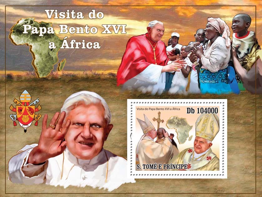 Visit of Pope Benedict XVI  in Africa - Issue of Sao Tome and Principe postage stamps
