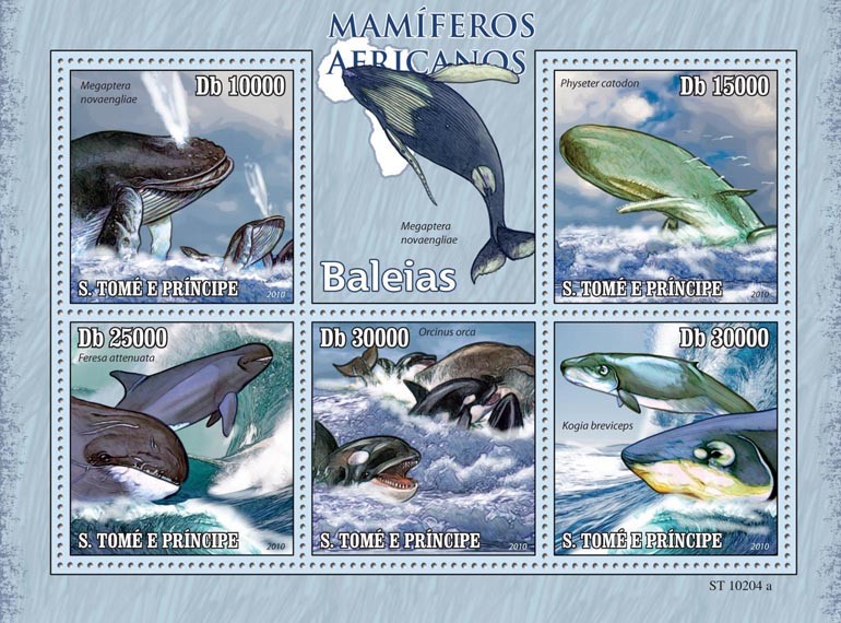 Animals of Africa - Whales - Issue of Sao Tome and Principe postage stamps
