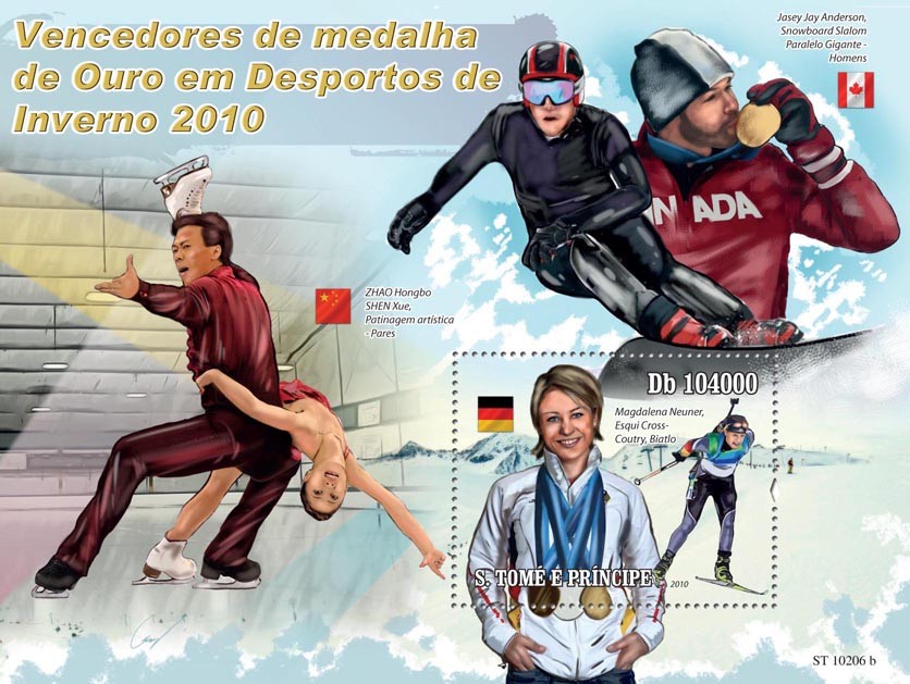 Winners of Winter Sport Games - Issue of Sao Tome and Principe postage stamps