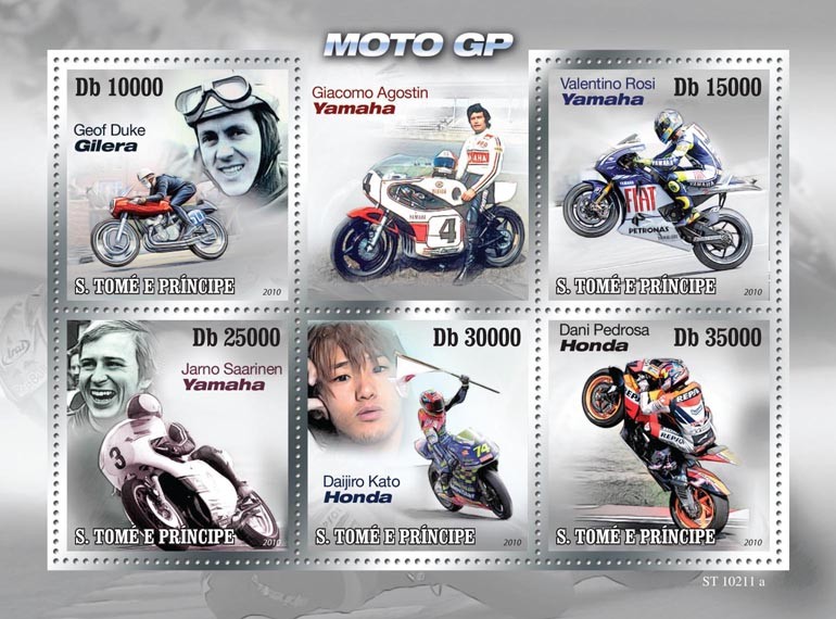 Racing-motorcycles - Issue of Sao Tome and Principe postage stamps