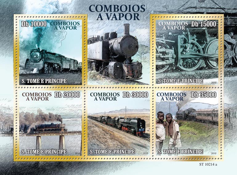 African Trains - Issue of Sao Tome and Principe postage stamps