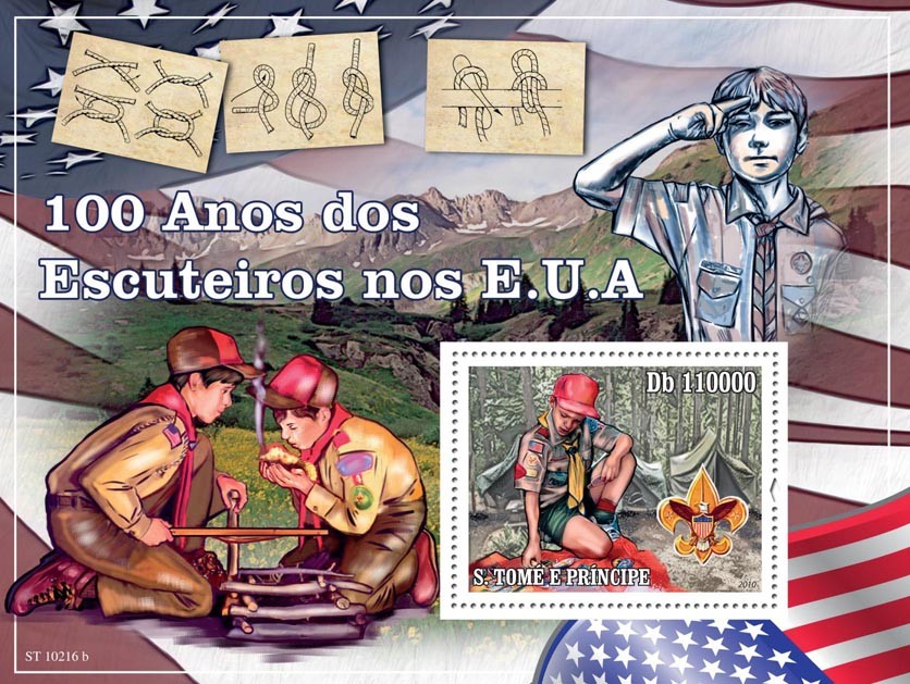 100th Anniversary of  USA boy scouts - Issue of Sao Tome and Principe postage stamps