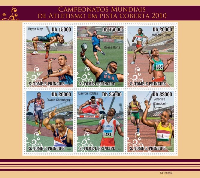 World Indoor Athletics 2010 - Issue of Sao Tome and Principe postage stamps