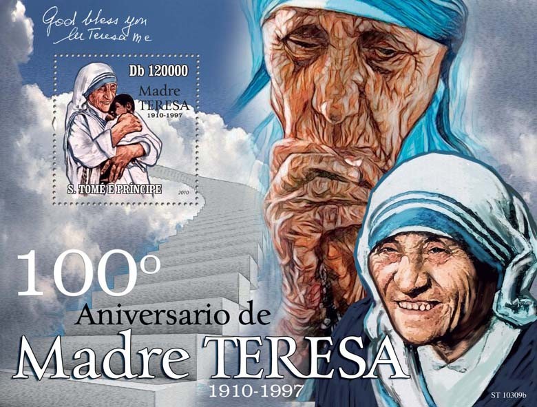 100th Anniversary of Mother Teresa - Issue of Sao Tome and Principe postage stamps