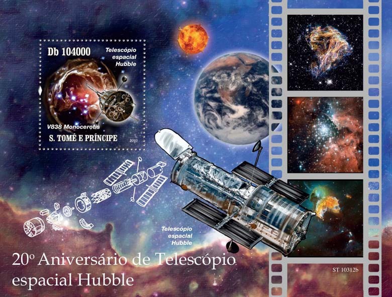 20th Anniversary of Hubble Telescope - Issue of Sao Tome and Principe postage stamps