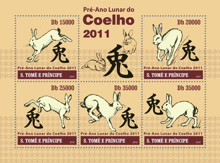 Pre-Ani Lunar 2011 Rabbit - Issue of Sao Tome and Principe postage stamps