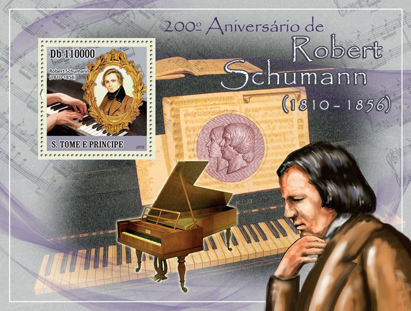 200th Anniversary of Robert Schumann (1810-1856) - Issue of Sao Tome and Principe postage stamps