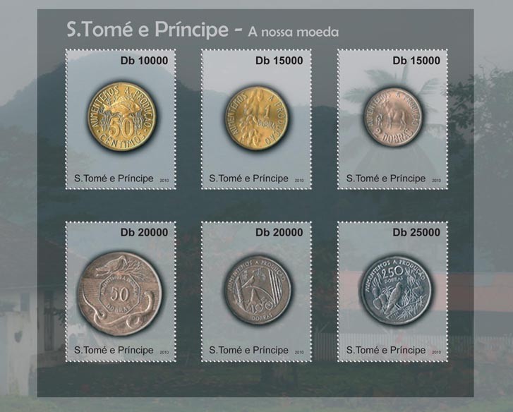 Currency of Sao Tome & Principe, (Coins II). - Issue of Sao Tome and Principe postage stamps