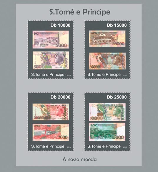Currency of Sao Tome & Principe, (Banknotes). - Issue of Sao Tome and Principe postage stamps