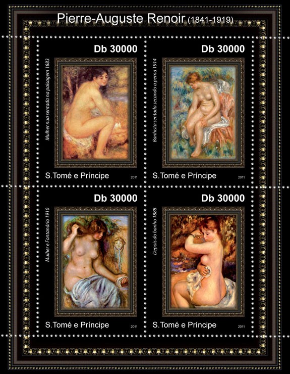 Pierre-Auguste Renoir - Issue of Sao Tome and Principe postage stamps