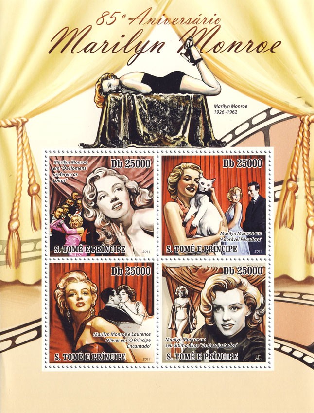 Marilyn Monroe - Issue of Sao Tome and Principe postage stamps