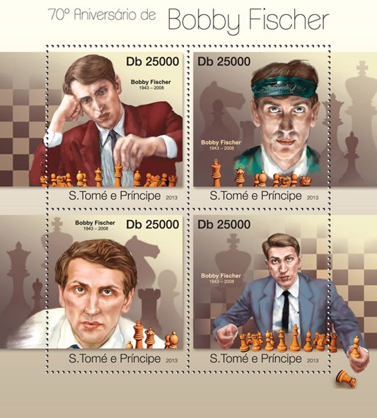 Bobby Fischer - Issue of Sao Tome and Principe postage stamps