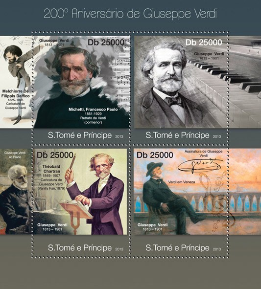 Giuseppe Verdi - Issue of Sao Tome and Principe postage stamps