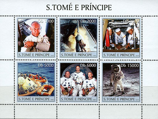 Spacemen 6v - Issue of Sao Tome and Principe postage stamps