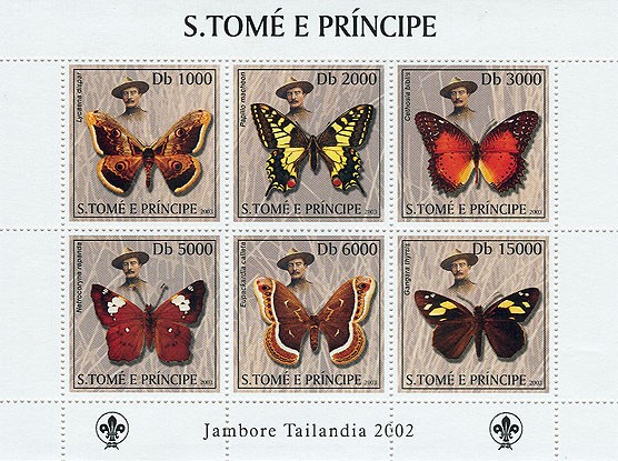 Butterflies & Scouts - Issue of Sao Tome and Principe postage stamps