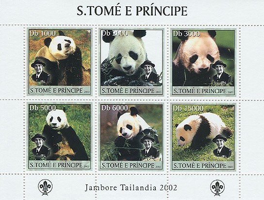 Pandas & Scouts - Issue of Sao Tome and Principe postage stamps