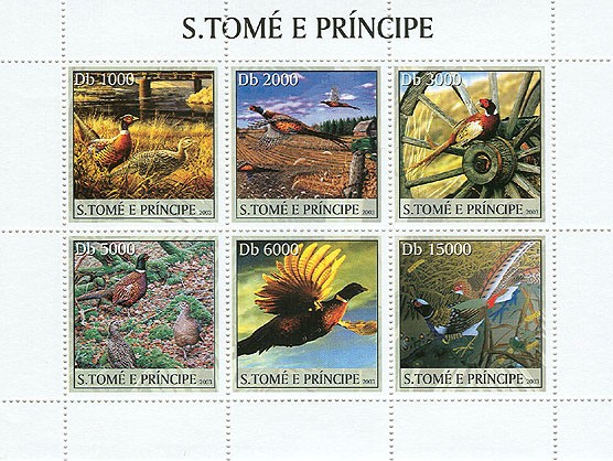 Pheasants - Issue of Sao Tome and Principe postage stamps