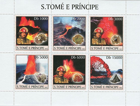 Vulcan & Minerals & Fire-Enginers (red) - Issue of Sao Tome and Principe postage stamps