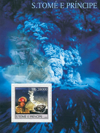Vulcan & Minerals & Fire-Enginers (blue) - Issue of Sao Tome and Principe postage stamps