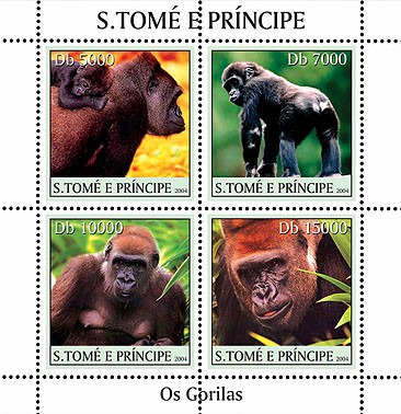 Gorillas - Les Gorilles 4v - Issue of Sao Tome and Principe postage stamps