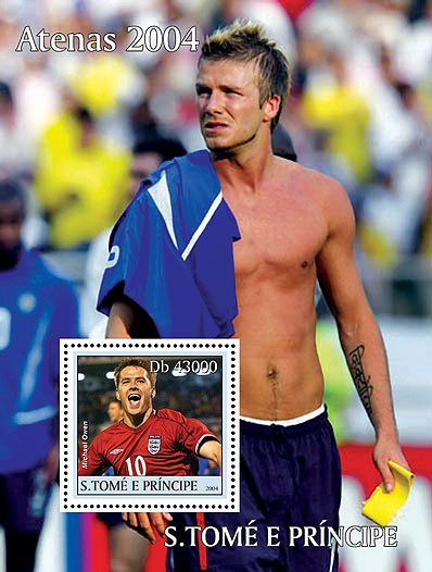 Sports - Athenes 2004 s/s  (Michael Owen & David Beckham) - Issue of Sao Tome and Principe postage stamps