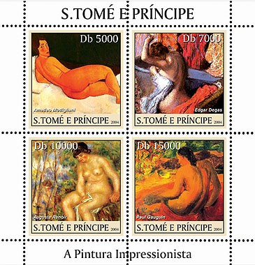 Paintings - Tableux impressionnistes 4v - Issue of Sao Tome and Principe postage stamps