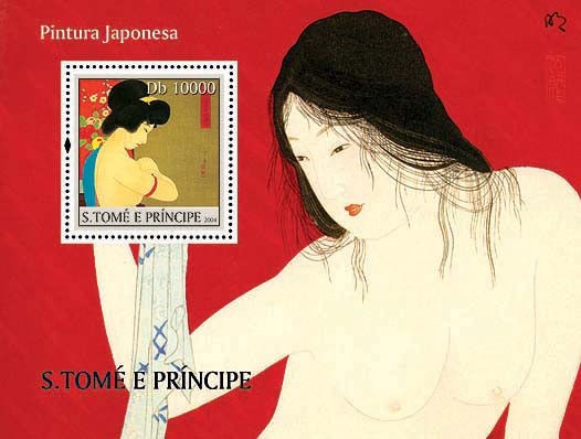 Japanese Paintings Db 10000 - Issue of Sao Tome and Principe postage stamps