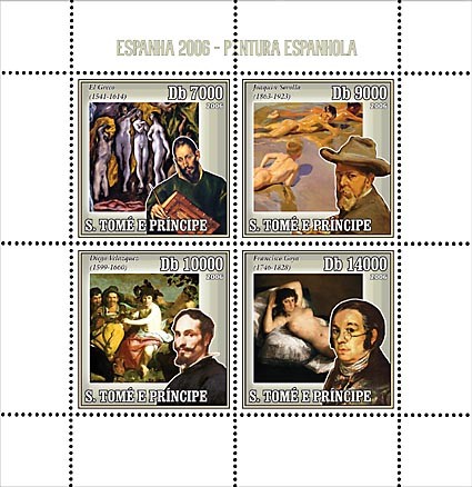 Spanish paintings - Issue of Sao Tome and Principe postage stamps
