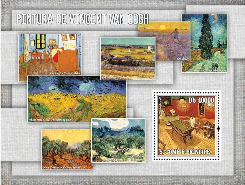 Paintings of Van Gogh S/s = 40 000 Db - Issue of Sao Tome and Principe postage stamps
