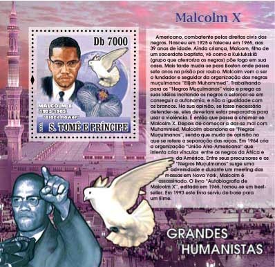 Malcolm X - Issue of Sao Tome and Principe postage stamps
